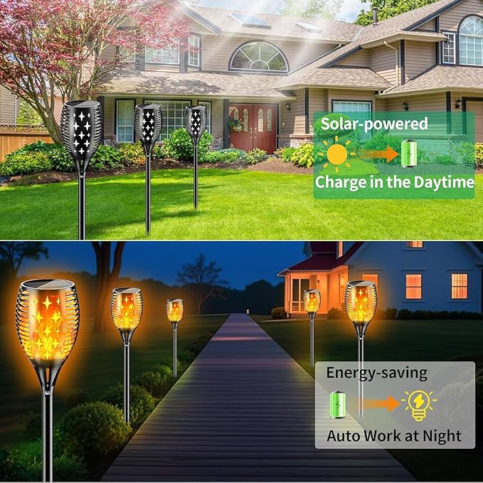 YoungPower 43'' Large Solar Torch Light Flickering Flames, Waterproof Outdoor Decoration Light for Yard Driveway, 6 | Lumora