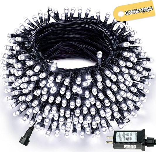 Connectable 240LED 88Ft 13Modes Christmas Lights Outdoor Indoor | Extendable Green Wire Christmas String Lights with Timer | Twinkle Fairy Light Plug in for Xmas Tree Garden Decor Party (Cool White)