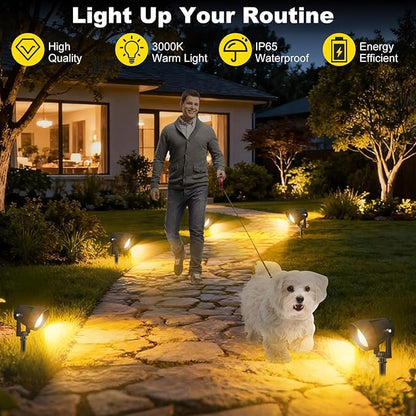 Landscape Spot Lights Outdoor, Dusk to Dawn Outdoor Lighting with IP65 Waterproof, 3000K Warm White LED Spotlight for Yard Garden Pathway, 4 Pack