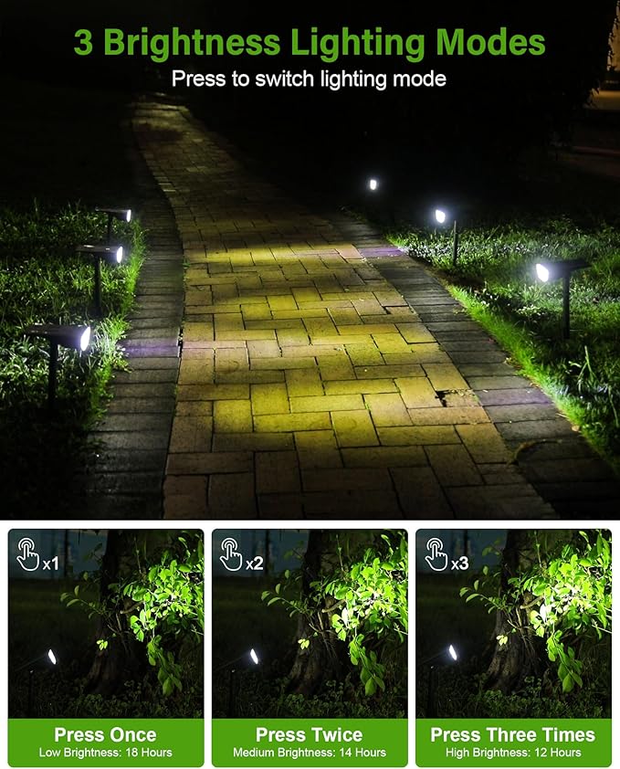 Solar Spot Lights Outdoor, Solar Lights Outdoor Waterproof IP65, 3 Brightness Modes Dusk to Dawn Landscape | Lumora