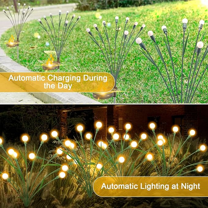 2 Pack Solar Garden Lights, 20 LEDs Solar Lights Outdoor, Solar Swaying Firefly Lights, Garden Solar Lights, Solar Firefly Lights Outdoor Waterproof for Yard Patio Pathway Decoration