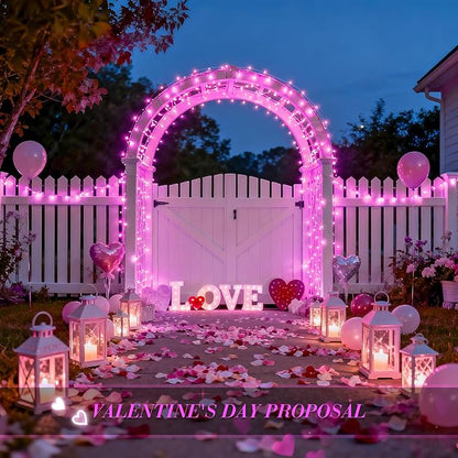 JMEXSUSS 2 Pack Valentine Solar Lights Outdoor, 33ft 100 LED Pink Solar String Lights Outdoor Waterproof, 8 Modes Pink Fairy Light for Outside Garden Patio Party Decorations