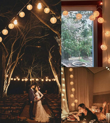 Mini Lantern Lights String Outdoor, TIGOMOOV 3 Inch Globe Lantern String Lights for Bedroom -20CT Connectable White Lights for Wedding Decorations, Patio,Porch,Window Decor