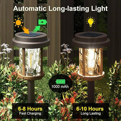 XMCOSY+ Solar Pathway Lights Outdoor 6 Pack, 20 LM Solar Garden Lights Warm White Solar Powered Waterproof, Landscape Lighting for Path Yard Driveway Walkway Sidewalk Lawn Lights