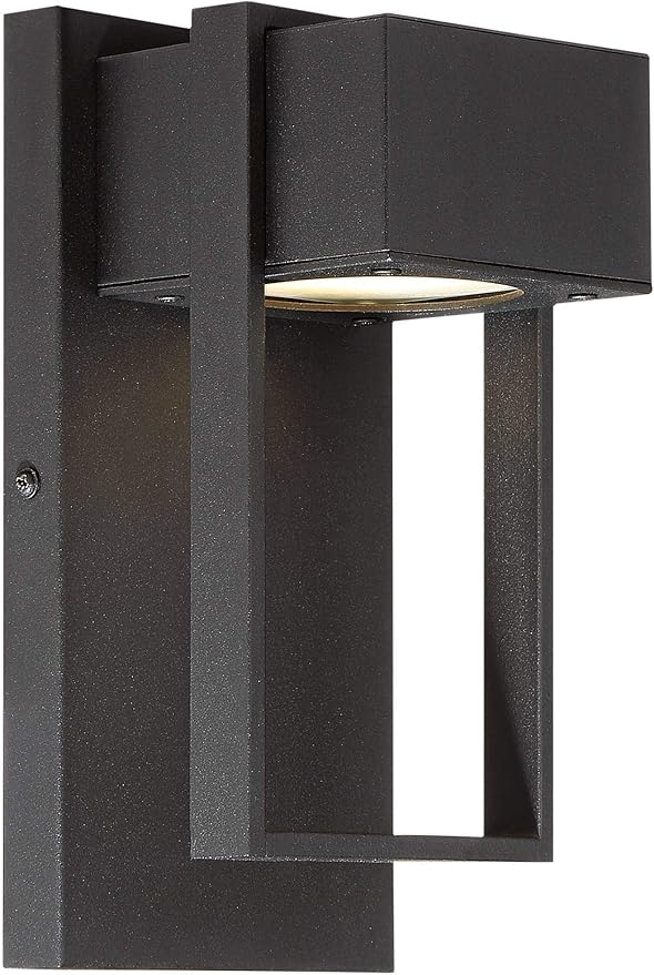 Possini Euro Design Pavel Modern Sconce Outdoor Wall Light Fixture LED Textured Black Metal 9 1/2" Crystal | Lumora