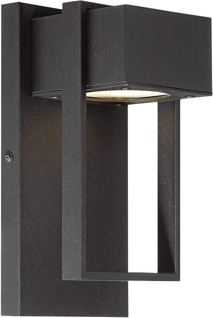 Possini Euro Design Pavel Modern Sconce Outdoor Wall Light Fixture LED Textured Black Metal 9 1/2" Crystal Downlight for Exterior House Porch Patio Outside Deck Garage Yard Front Door Garden Home