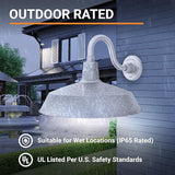 17in. Galvanized Finish Outdoor Gooseneck Barn Light Fixture with 10in. Long Extension Arm - Wall Sconce Farmhouse | Lumora