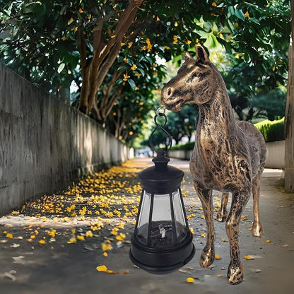 Horse Garden Statue with Solar Lantern,Garden Outdoor Horse Figurines Decor for Farmhouse Patio Yard Lawn Home Gifts for Mom Grandma Wome Housewarming Christmas Birthday (Bronze)