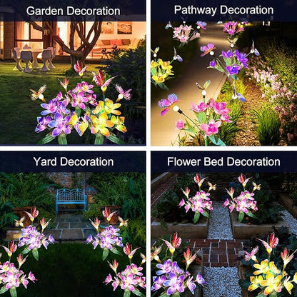 Solar Garden Lights, 4 Pack Solar Flower Lights Outdoor Waterproof, Swaying Butterfly with Flowers, Garden Decoration for Flower Bed Yard Patio, Gift for Mom Christmas