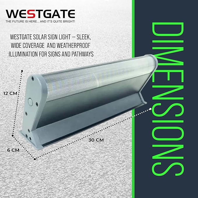 Solar Sign Light 1000LM - All-Night Outdoor Illumination for Commercial Signage, Billboard, Pathway & Entrances - 1ft Dual-CCT Waterproof LED Light in Robust Aluminum Alloy with Polycarbonate Cover
