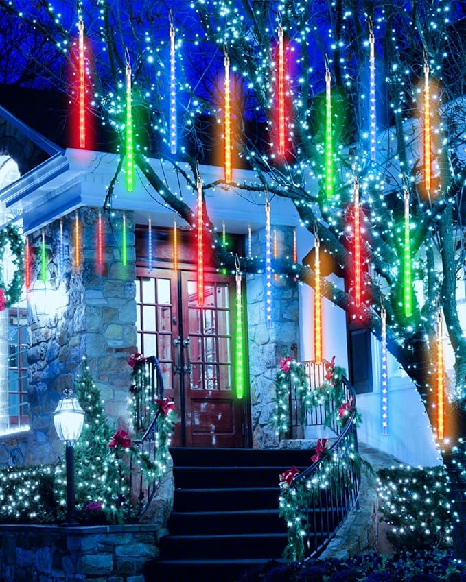 Flacchi Multicolor 20 Tubes Meteor Shower Icicle Light 480 LED Raindrop Lights with Timer - Outdoor String Light | Lumora