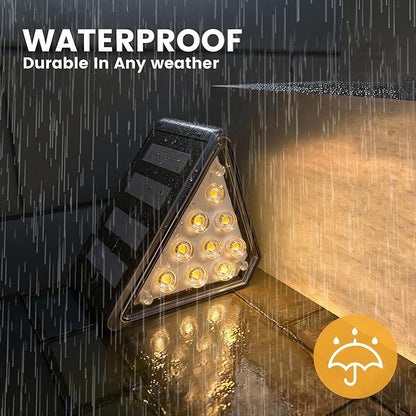LED Solar Step Lights Outdoor, IP67 Waterproof, Auto On/Off, Solar Decoration Lights Perfect Fit for Stair Corners - Decor & Safety Lighting for Deck, Yard, Patio, Porch (6 Pack)