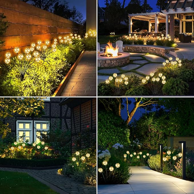 Outdoor Solar Lights for Yard, 4 Packs 16LED, Solar Globe Lights Outdoor, Garden Decor for Outside, Patio Decor for Outside, Unique Gifts for Women, Gifts for Grandma