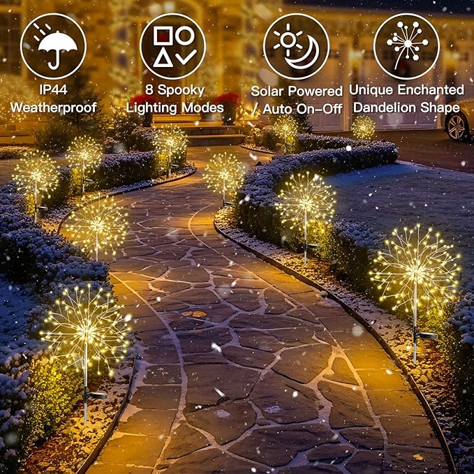 suddus Solar Garden Lights Outdoor Waterproof Decorative, Upgrade 2Pack 150LED Firework Lights, Solar Fairy Lights | Lumora
