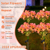 Neporal Solar Flowers Outdoor Waterproof Rhododendron, Garden Solar Lights Decorative 4PK 7-Stem, 2 Decor Lighting | Lumora