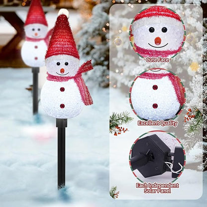 Christmas Pathway Lights Outdoor Snowman Pathway Lights Outdoor Solar Christmas Decorations 3 Pack Solar Pathway Lights Waterproof Snowman Decorations for Garden Yard Decor