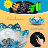 Huaxu Solar Lights Outdoor Decorative - Bright Blue Lotus Flower Table Lamp, Glass Globe 30 LED Waterproof Metal | Lumora