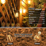 100FT Outdoor String Lights, LED Patio Lights with 50+3 ST38 Vintage Edison Shatterproof Bulbs, IP65 Weatherproof | Lumora
