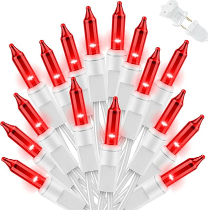 LAMPHOME Christmas String Light,100 Count Incandescent Mini String Light in 19.6ft,Indoor/Outdoor 120V UL Certified Mini Light for Christmas,Wedding,Patio Lawn,Home,Garden,Party (RED)