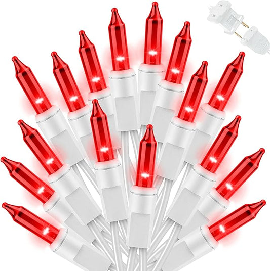 LAMPHOME Christmas String Light,100 Count Incandescent Mini String Light in 19.6ft,Indoor/Outdoor 120V UL Certified Mini Light for Christmas,Wedding,Patio Lawn,Home,Garden,Party (RED)