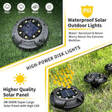 Solar Ground Lights Outdoor Waterproof, 8 Pack 12 LEDs Solar Garden Disk Lights Landscape Lighting for Outside | Lumora