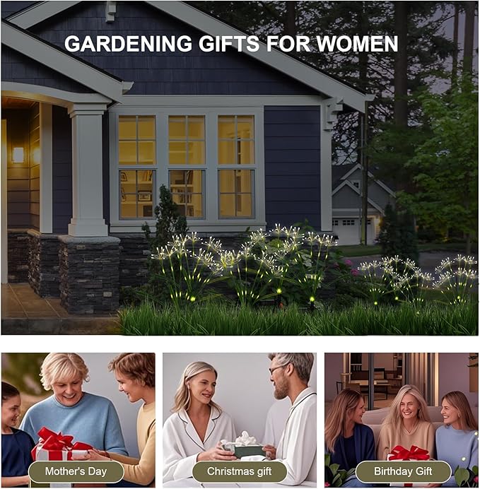 Solar Garden Lights Outdoor: Waterproof 2-Pack DIY Decorative Firework Lights with 2 Modes for Yard Patio Pathway | Lumora