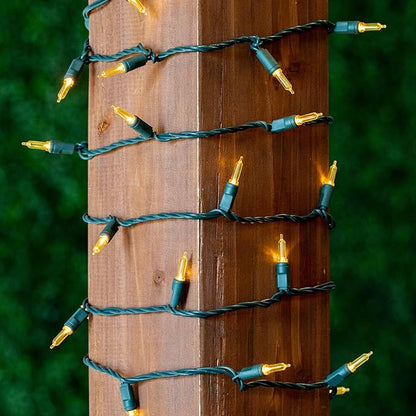 Novelty Lights Vintage Style T5 Yellow LED Christmas Lights, 11.5 Feet Green Wire String of 35 Mini Bulbs, UL Listed Indoor/Outdoor Tree Lighting