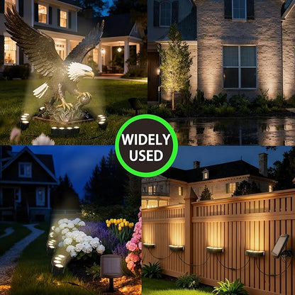Solar Palm Tree Ring Lights Outdoor, 3-in-1 Tie/Stake/Hang Installation, Warm White 50Lumen LED Tree Uplighting with 2000mAh Battery, IP65 Waterproof Landscape Spotlights for Yard, Patio, Garden Decor