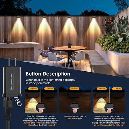 Fence Lights Outdoor, IP65 Waterproof Deck Light with 45.93ft Cable, Warm White Step Lights for Stairs, Step, Yard, Patio, and Pathway (10 Pack)