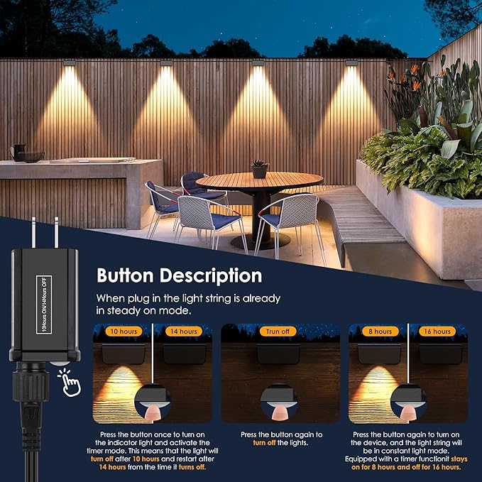 Outdoor Fence Lights, 10 Pack Deck Lights, Waterproof Stairs Light with Bright Lens LED, Warm Yellow, Security Wall Lamps for Patio, Backyard, Deck, Fence, Railing