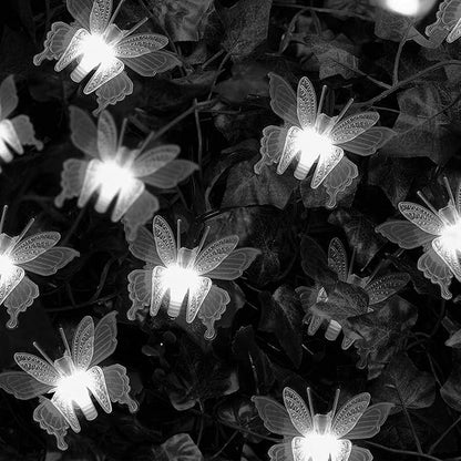Butterfly String Lights, Waterproof 20FT 30LED Butterfly Solar Light Outdoor Solar Rope Lights Fairy Light Decorative Garden Lights for Cafe Patio Party Garden Wedding (White)