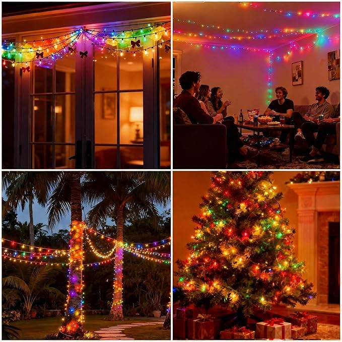 Christmas String Lights (Multicolor - Steady, 25FT), Mini LED String Lights, Waterproof Fairy Lights for Outdoor Indoor Holiday Party Patios Wedding Valentines Day Halloween Xmas Decor