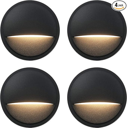 GKOLED Low Voltage LED Deck Lights, Landscape Step Stair Railing Light with 2W Integrated LED Chips, Die-cast Aluminum 12V AC/DC Accent Lighting Fixtures with Black Powder Coated Finish (4-Pack)
