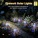 Solar Garden Firework Lights Outdoor Waterproof, 2 Pack Solar Lighting with 8 Lighting Modes , 120 LED Sparklers | Lumora