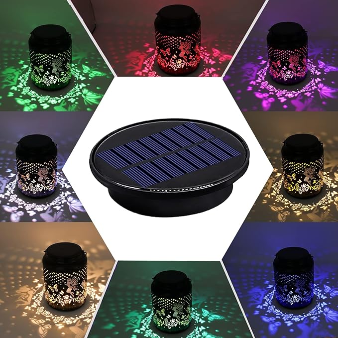 ZNYCYE Upgraded Replacement Solar Light Parts(Top Size 3.66 in), 4 Pack 8 Colors Solar Replacement Top Parts Lantern Lids for Garden Patio Yard Outdoor Hanging Lanterns