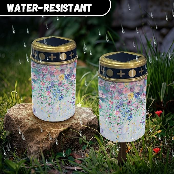 Blue Flower Outdoor Lanterns Waterproof Solar Garden Lights Flameless Solar Pathway Lights for Outside Landscape | Lumora