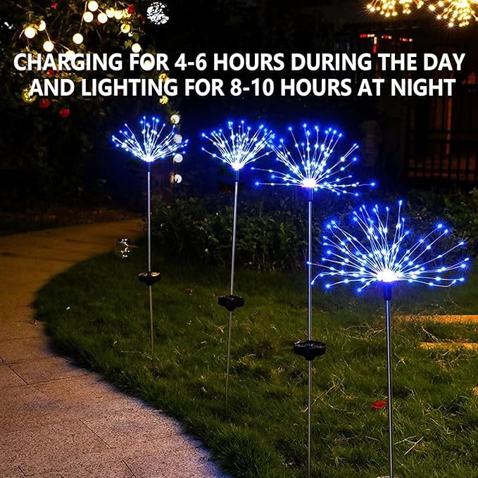 YOTOZU 4 PCS Solar Firework Light, Outdoor Solar Garden Decorative Lights 120 LED Powered 40 Copper Wires String | Lumora