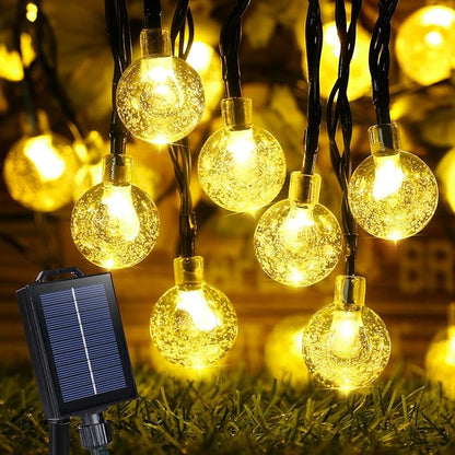 Joomer Solar Powered String Lights,39FT 60 LED Outdoor Solar String Lights Crystal Ball Lights 8 Modes Solar Globe Lights for Garden, Gazebo, Porch, Lawn, Patio, Tree Decor (Warm White)