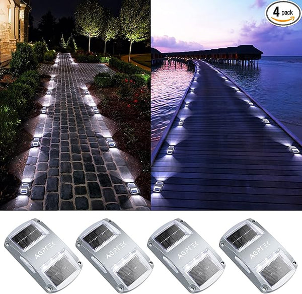 AGPTEK Solar Driveway Lights 4 Pack, Solar Deck Lights Outdoor Dock Marine Lights LED Dock Lights Solar Powered | Lumora