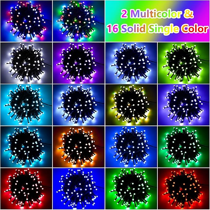 118Ft Solar String Lights Outdoor Waterproof, 18 Colors Changing 300 LED Christmas Lights Solar Powered & USB with | Lumora