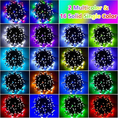 118Ft Solar String Lights Outdoor Waterproof, 18 Colors Changing 300 LED Christmas Lights Solar Powered & USB with Remote, RGB Twinkle Light for Xmas Outside Tree Yard Party Indoor Decoration