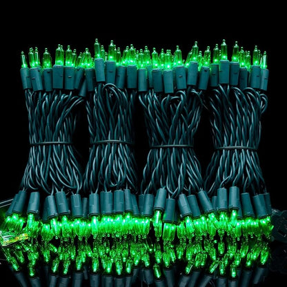 YULETIME 200 Count Green LED Christmas Lights, 66 Feet Green Wire UL Certified Commercial Grade Holiday String Light Set (Green)