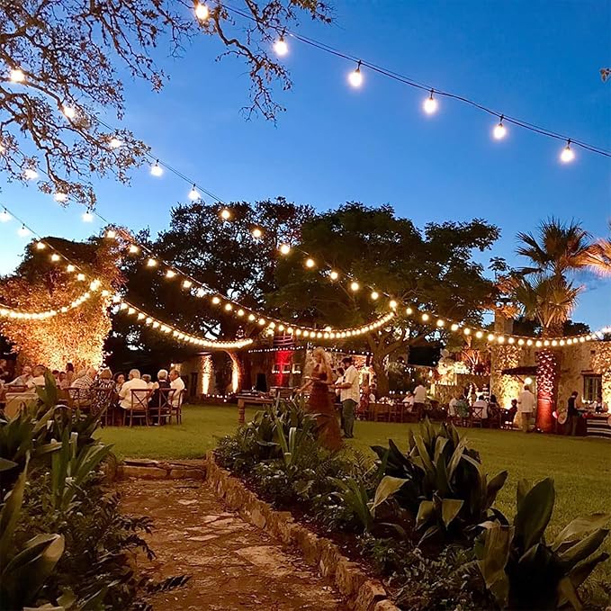Outdoor String Lights 25 Feet G40 Globe LED Patio Lights with 25 Edison Plastic Bulbs(2 Spare), Waterproof Connectable Hanging Lights for Backyard Porch Balcony Party Decor