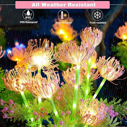 Solar Flowers Outdoor Waterproof, 4 Pack Solar Garden Lights with 12 Flowers, Enlarged Solar Panel, Perfect Gifts for Women Mom Grandma, Garden Decor for Landscape Pathway Flowerpot