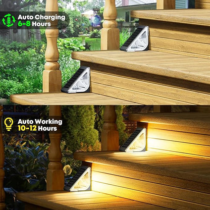 Solar Step Lights for Outside, 6 Pack Stair Lights Outdoor Waterproof with RGB & Warm White Mode, Auto ON/Off LED Step Lights Outdoor Solar Powered for Step Stair Patio Yard Porch Frontdoor