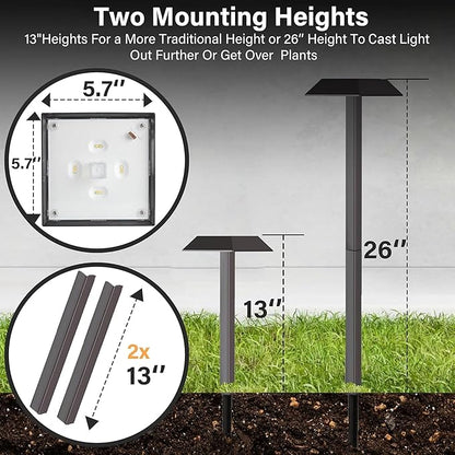 Bobcat Solar Landscape Pathway Lights Super Bright with 2-in-1 Warm White and Daylight Modes, Solar Lights Outdoor Waterproof for Outdoor Path, Sidewalk, Driveway, Yard or Walk Way (4 Pack)