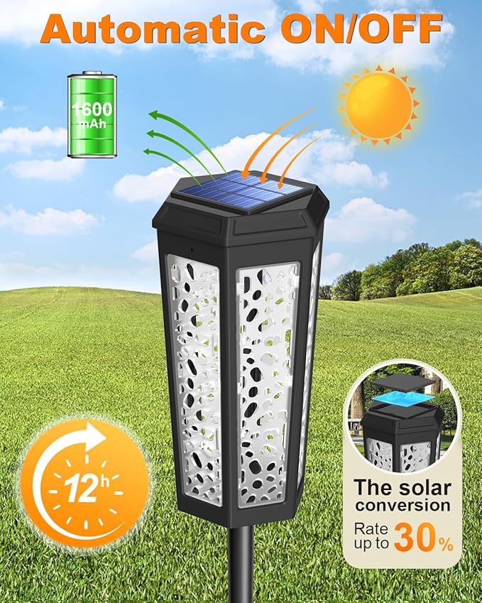 Colored Solar Powered Pathway Landscape Lights Outdoor Warm White & RGB Dusk to Dawn Waterproof for Garden Sideway Outside, Patio, Path, Yard, Walkway, Driveway, 2 Modes 4 Pack Accent Modern Design