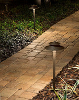 VOLT Stratum 12V Brass 2-Tier Path Light (9" Shade, 25" Tall) for Low Voltage Landscape Lighting on Outdoor | Lumora