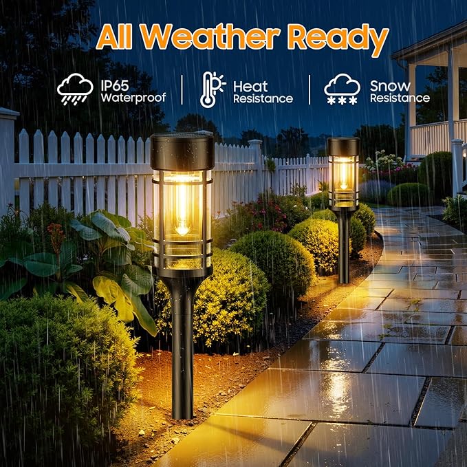 LETMY Solar Pathway Lights Outdoor, 2 Pack Solar Lights Outdoor Waterproof IP65, Bright Solar Garden Lights Outdoor, Auto On/Off Outdoor Solar Lights for Yard Walkway Driveway Landscape Garden Decor