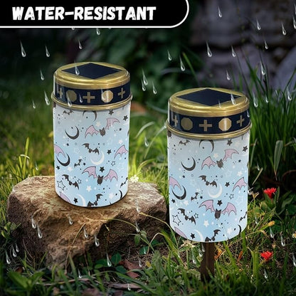 Generic Bats Moon Print Solar Light Outdoor Solar Powered Landscape Light Halloween Decorative Solar Pathway Lights for Yard Lawn Landscape Patio Walkway